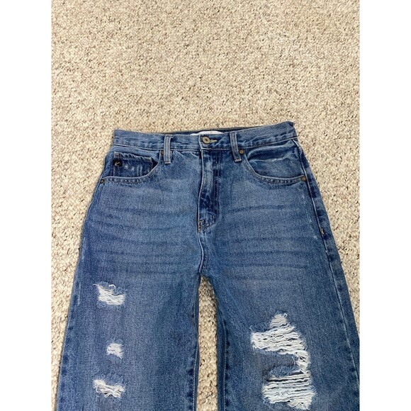 7/27 KanCan High Rise'90s Straight Leg Baggy Ripped Distressed Jeans - Picture 2 of 5